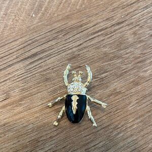 Vintage Rhinestone Beetle Brooch